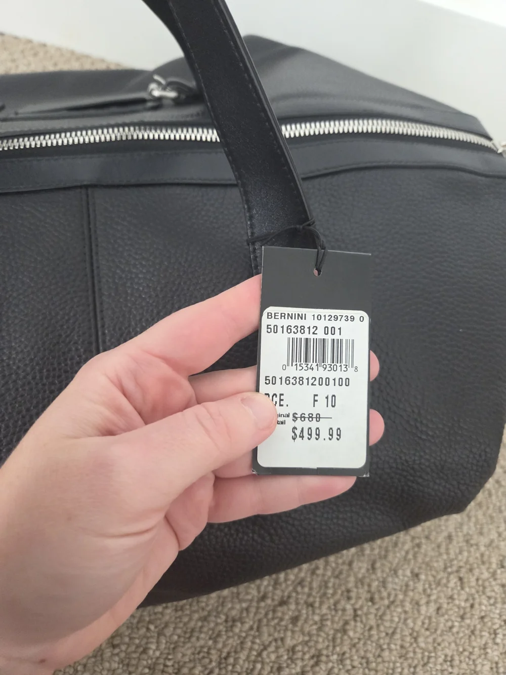 BOSS Black Leather Weekender Bag